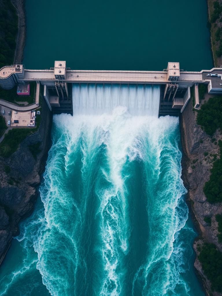 Aerial view of a hydroelectric dam
